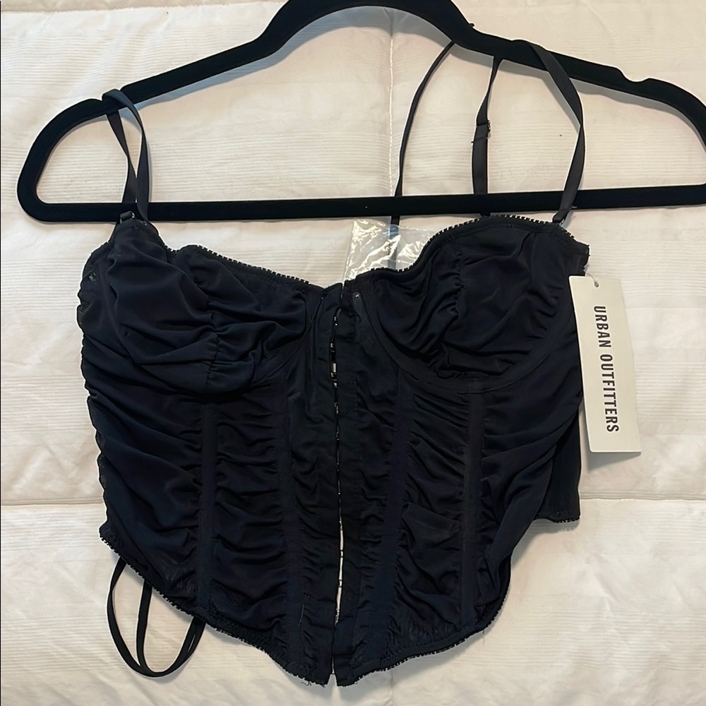 Urban Outfitters Black Ruched Bustier Top